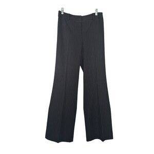 Alfani Pinstripe Wide Leg Black Trousers Size 6 Polyester Blend Stretch